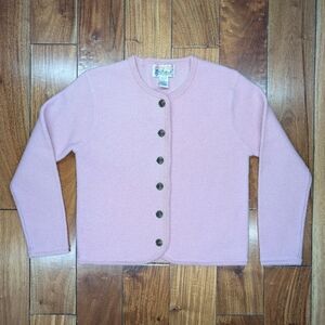 Tally-Ho Pink 1960's Wool Cardigan (S)